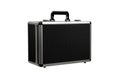 Black padded aluminum briefcase case with metal corners. Case with foam inside. Isolate on a white back Royalty Free Stock Photo