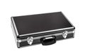 Black padded aluminum briefcase case with metal corners isolated on white Royalty Free Stock Photo