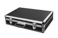 Black padded aluminum briefcase case with metal corners isolated on white Royalty Free Stock Photo