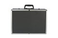 Black padded aluminum briefcase isolated on white
