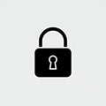 Black padlock icon on a light gray background. The icon features a simplified, solid loc Royalty Free Stock Photo