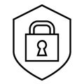 Black Padlock icon. Lock flat line design sign