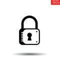 Black padlock icon on a white background, symbolizing security or privacy. The design Royalty Free Stock Photo
