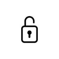 The black padlock lock icon is thin