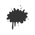 Black paint blot vector icon. Cartoon paint ink splashe.