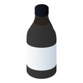 Black paint bottle icon, isometric style