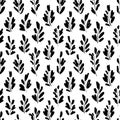 Black paint branches vector seamless pattern