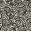 Black paint brush strokes vector seamless pattern. Wavy squiggle texture background Royalty Free Stock Photo