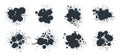 Black paint drops vector set. Abstract ink splashes and spots, grunge ink splatters. Ink messy drops silhouettes flat vector Royalty Free Stock Photo