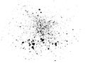 Black Paint, Ink Splash, Brushes Ink Droplets, Blots. Black Ink Splatter Background, Isolated On White. Vector Illustration.