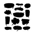 Black paint speech bubbles vector illustrations set. Hand drawn empty thought and text clouds isolated on white background. Royalty Free Stock Photo