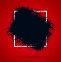 a black paint splatter brush stroke on a red background, sale template, grunge brush Royalty Free Stock Photo