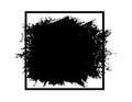 A black paint splatter in a square frame, circle brush stroke paint stroke ink splat set of brush stroke illustrator brushes Royalty Free Stock Photo