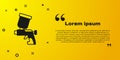 Black Paint spray gun icon isolated on yellow background. Vector Royalty Free Stock Photo