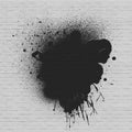 Black paint stroke copyspace on a cement block wall. Royalty Free Stock Photo