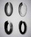 Black paint stroke oval frames set Royalty Free Stock Photo