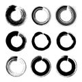 Black paint stroke round frames set