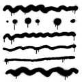Black paint wavy brush strokes collection. Urban graffiti Dirty curved lines and wavy brushstrokes. Ink vector elements Royalty Free Stock Photo