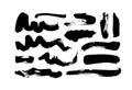 Black paint wavy brush strokes vector collection Royalty Free Stock Photo