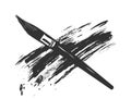 Black paintbrush icon with abstract brushstroke effect on white background. Royalty Free Stock Photo