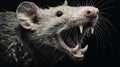 Intense Hyper-realistic Rat Painting On Black - Michal Lisowski Inspired