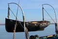 Wooden lifeboat on davits