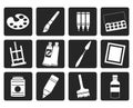 Black painter, drawing and painting icons Royalty Free Stock Photo