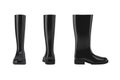 Black pair of rubber boots. Mockup isolated on white background.a pair of gumboots, gummies, rain boots, wellies, muck boots.