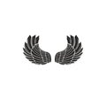 Black pair of spread out angel or eagle bird wings isolated on white background Royalty Free Stock Photo