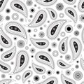 Black and white paisley seamless pattern.