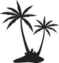 Black palm trees isolated on white background. Royalty Free Stock Photo