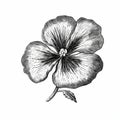 Black Pansy Flower Drawing: Criterion Collection Style, High Resolution Graphic Illustration