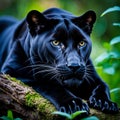 Black panther close up portrait in woods generative ai