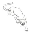 Black Panther Crouching Ready to Attack Continuous Line Drawing Royalty Free Stock Photo