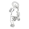 Black Panther Crouching About to Attack Front View Continuous Line Drawing Royalty Free Stock Photo