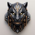 A black panther head that is a futuristic machine of the future world. Wildlife Animals. Illustration, Generative AI