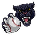 Black Panther Holding Baseball Ball Mascot Royalty Free Stock Photo