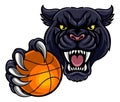 Black Panther Holding Basket Ball Mascot Royalty Free Stock Photo