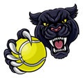 Black Panther Holding Tennis Ball Mascot Royalty Free Stock Photo