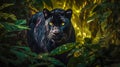 black panther hunts in the jungle, made with Generative AI