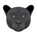 Black panther icon in cartoon style on white background. Realistic animals symbol stock vector illustration.