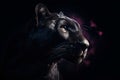 Black panther moonlight portrait. Generate ai