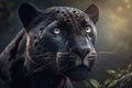 Black Panther. Muzzle Dangerous Wild Predator In Jungle, Zoo Theme. Animal Generative Ai