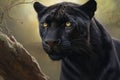 a black panther, rendered in photorealistic detail.