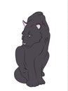 Black panther sits vector, white background, vector