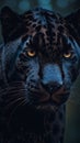 black panther wet in rain closeup shot generative AI Royalty Free Stock Photo