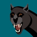 Black panthers head vector illustration style flat side