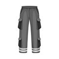 Black Pants with Reflective Band and Side Pocket as Uniform and Workwear Clothes Vector Illustration