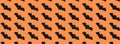 Black Paper Bats on orange background. Halloween concept. Banner for web design. Flat lay, top view, copy space, mockup Royalty Free Stock Photo