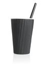 Black Paper Cup with Plastic Straw Royalty Free Stock Photo